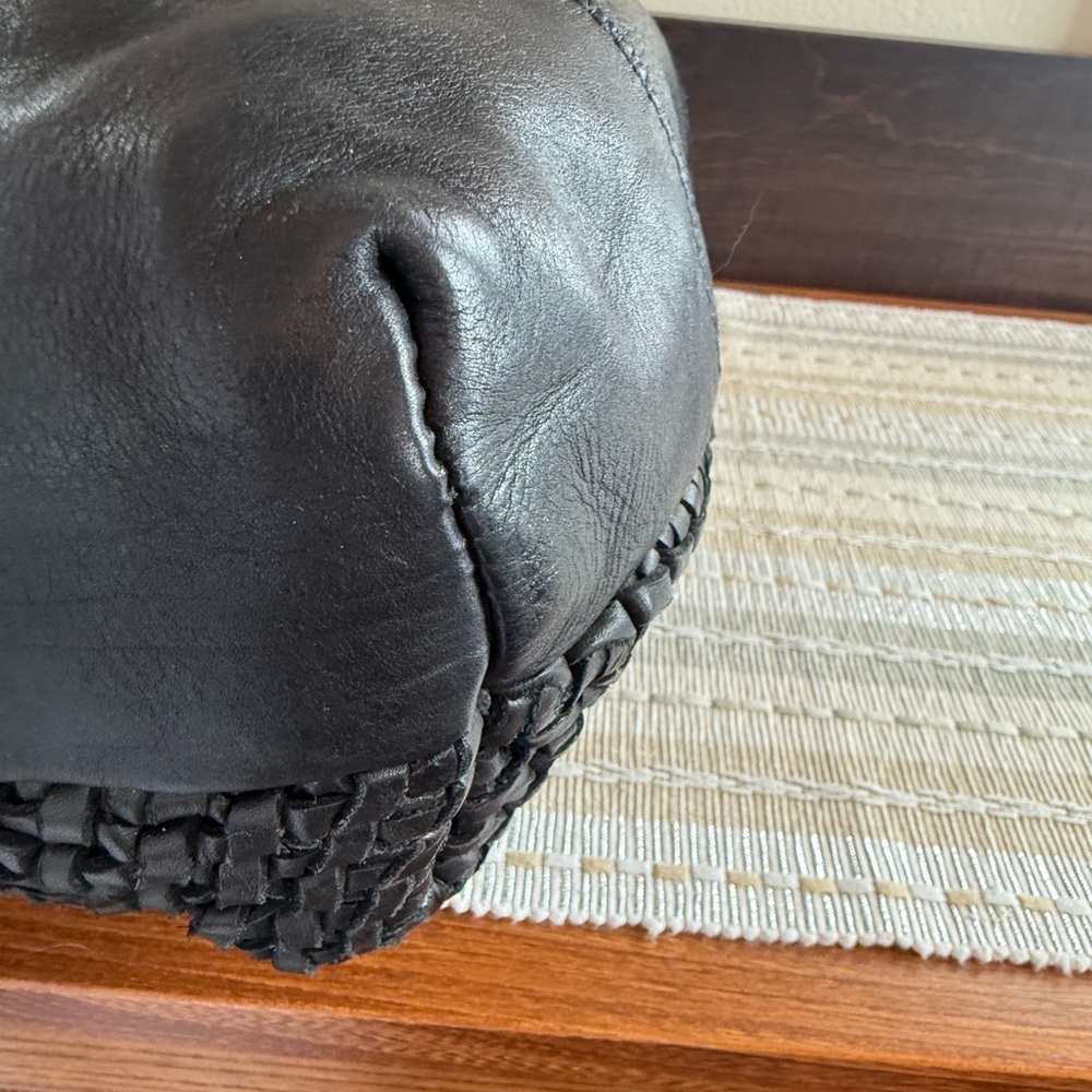🔥REDUCED🔥 NWT‼️ Exquisite 100% Leather Black Woven Tote Bag✨✨✨ - Picture 7 of 16